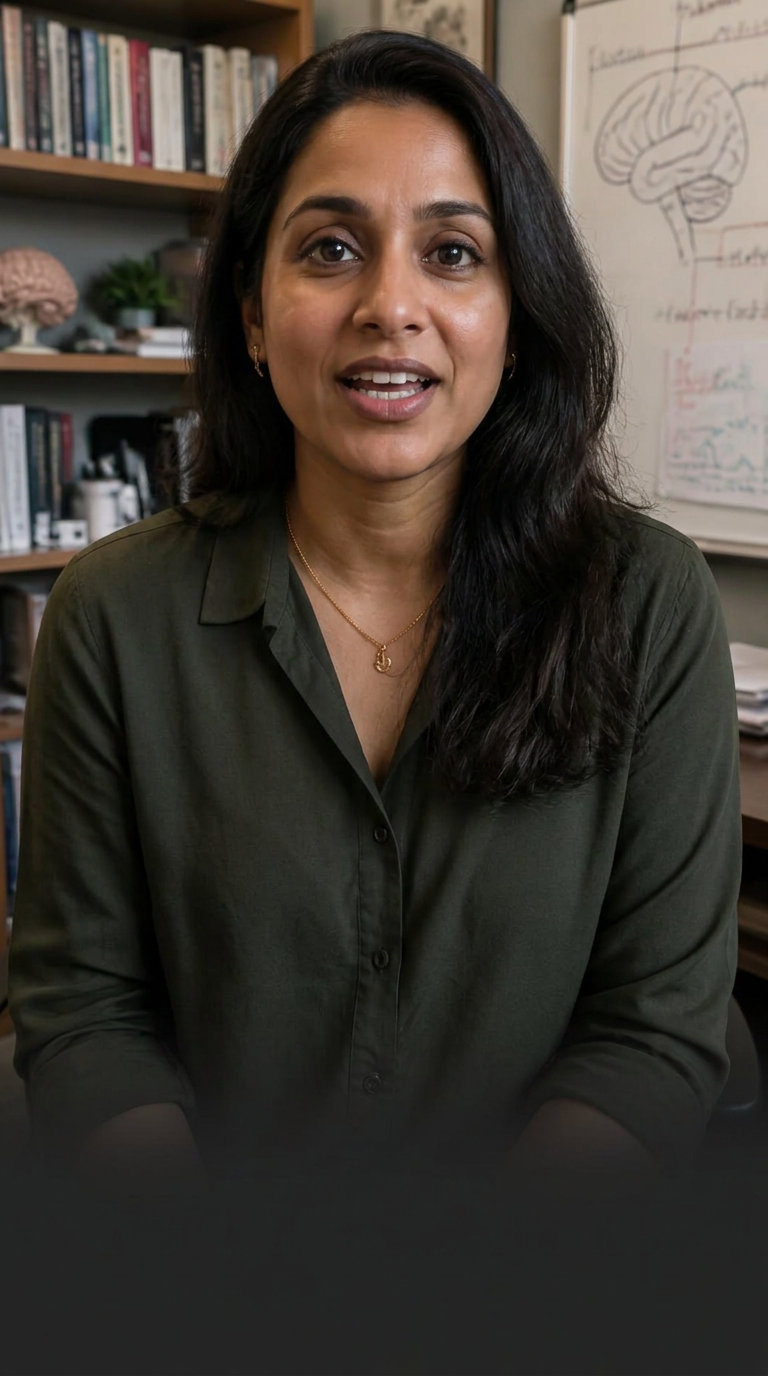 Dr. Priya Okafor speaking naturally to camera